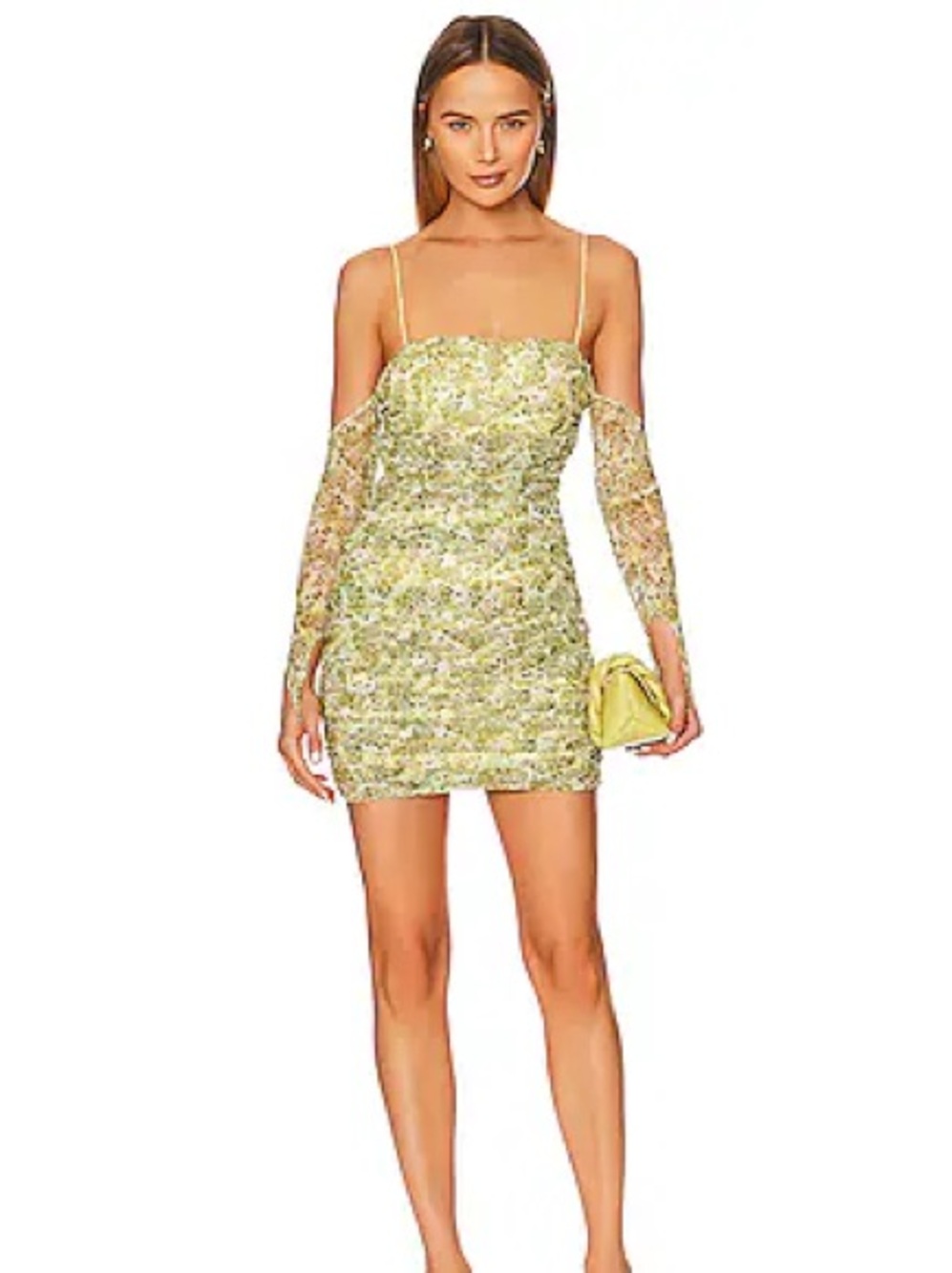 Camila Coelho Revolve Mariposa Floral Cold-Shoulder Mini Dress